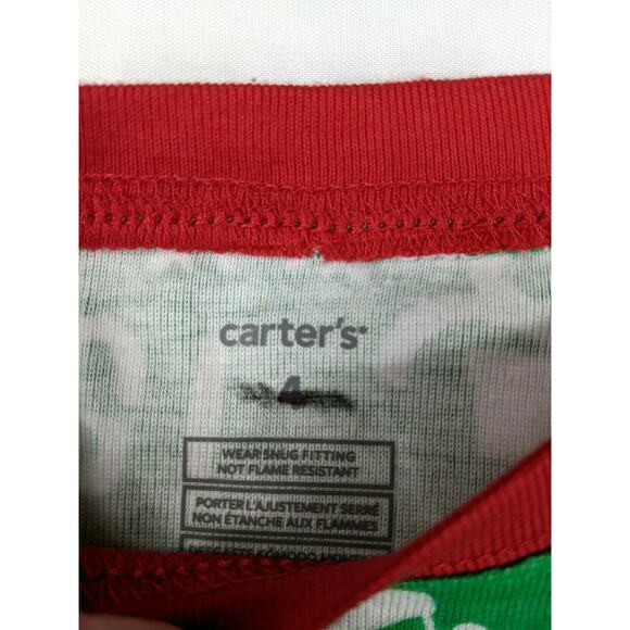 Carter's Holiday Words Green White & Red Pajamas 4 Youth - Picture 7 of 8